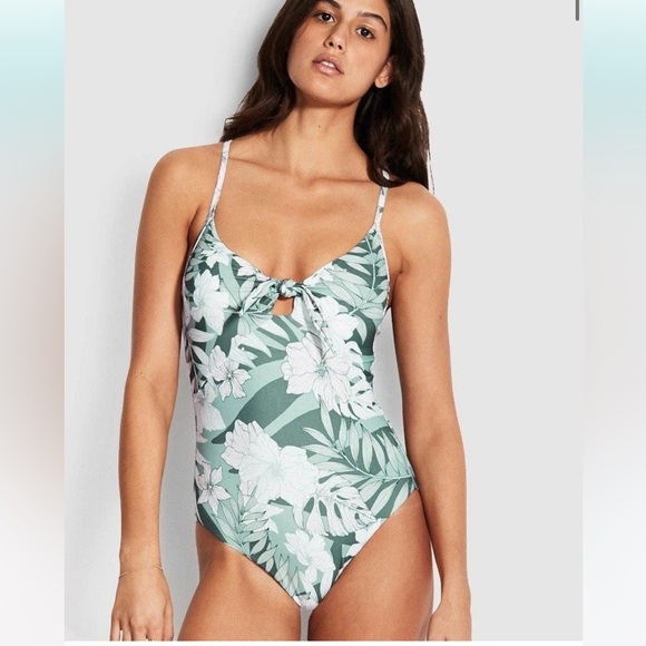 NWOT Seafolly Copacabana Tie Front One Piece size 6 us